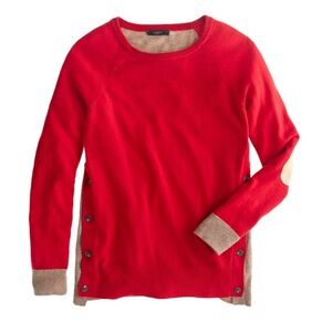 J. Crew Red and Tan Crew Neck Sweater